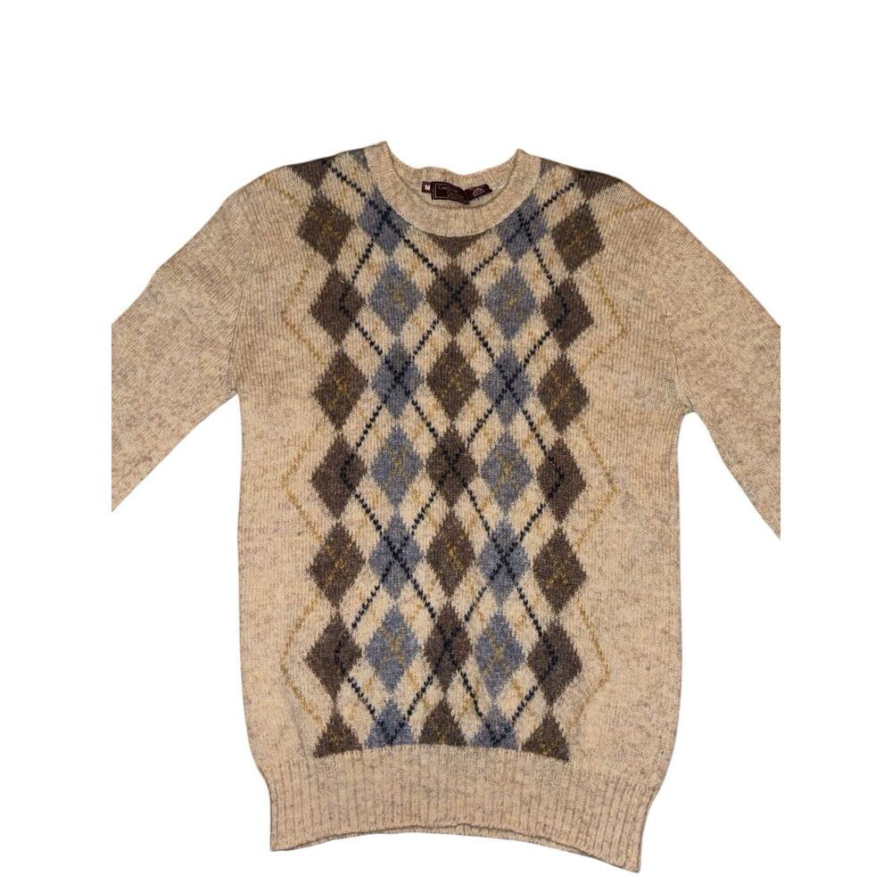 Vintage Cambridge Classics Wool Sweater M Argyle Grandpa Old Money Quiet Luxury